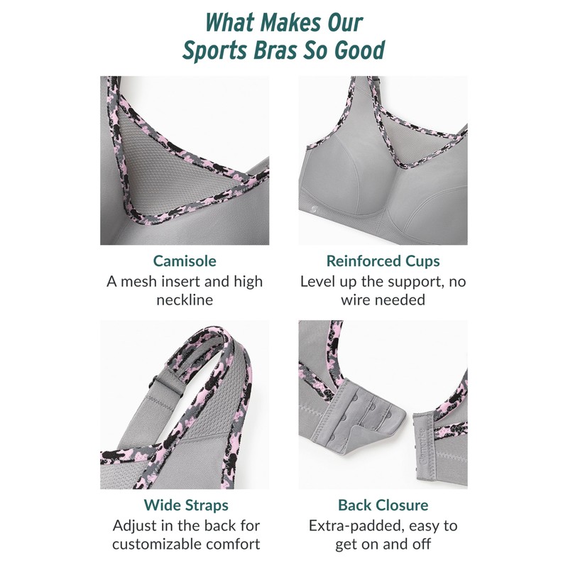 Glamorise, Sujetador Deportivo, Mujer, 34DD, Negro