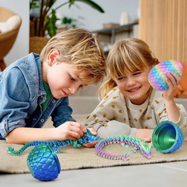 TBOLINE 3D Printed Dragon Egg - Surprise Prefilled Easter Egg Filled with Toy, Articulated Crystal Dragon Fidget Toy, Easter Basket Essentials (Laser Green-12inch)