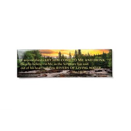 Large Christian Magnets for Refrigerator - River: Jn 7:37-38, 6.8” x 2” Inspirational Bible Verse Magnets for Kitchen, Decorative Scripture Magnets for Fridge as Bible Verse Gifts