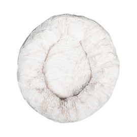 Fringe Studio Cat Bubble Text Mudcloth Gray Small Circle Pet Bed 18"- Poly Filled with Faux Fur Interior - Machine Washable