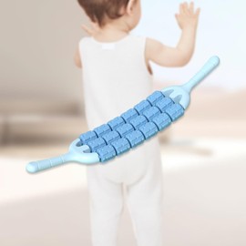 SM SunniMix Massage Roller Stick Fitness Three Row Multiuse Comfortable Massage Tool Muscle Roller for Buttocks Calf Waist Back Shoulders, blue