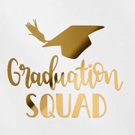 Decal Stickers of Graduation Squad (Metallic Gold) (Set of 2) Premium Waterproof Vinyl Decal Stickers for Laptop Smartphone Car Dirt Bike Wall Room Mason Jar Bathtub Door - BICVER1f89971GOW19Y24