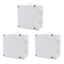 Pack of 3 100 x 100 x 70 mm Waterproof Junction Box, IP65 White External Waterproof Cable Junction Box, ABS Opening Hole Project Box, Weatherproof, Dustproof