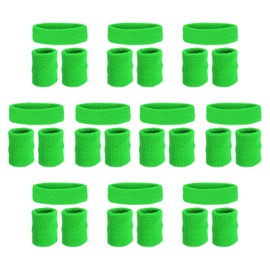PATIKIL Sweatbands Headband Wristband, 10 Set/30Pcs Sweatband Terry Cloth for Sports Basketball Tennis Athletic Gym Working Out, Fruit Green