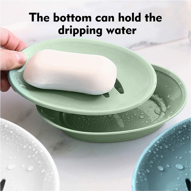 3 Pack Soap Dish with Drain Soap Holder, Soap Saver,