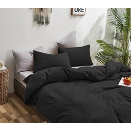 Houseri Black Comforter Set King All Black Bedding King Size Comforter Sets for Men Women Simple Style Solid Black Comforter King Size Bedding Quilts Boys Plain Black King Comforter Set Soft Comfy