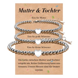 SUNSH 2/3 Pieces Mother Daughter Bracelet, Mother Daughter Gift, Back to School Gifts, Mother's Day Gift, Women's Bracelet, Mother Daughter Birthday/Back to School Gift, Heart Wish Set, Stainless