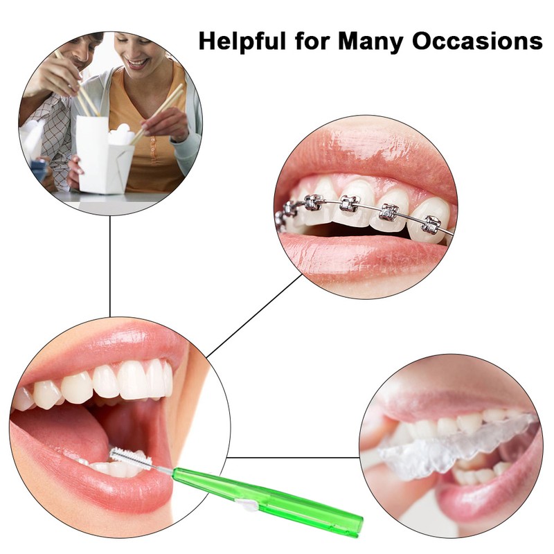 60pcs Toothpick Interdental Brushes Tooth Flossing Head Oral Hygiene Brush