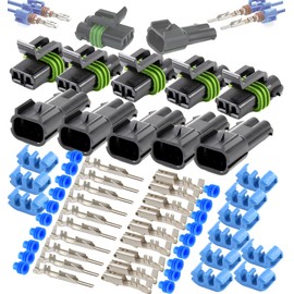 5-Pack (2-PIN) 30Amp Metri-Pack Waterproof Connector Terminals and Seals 12-10awg