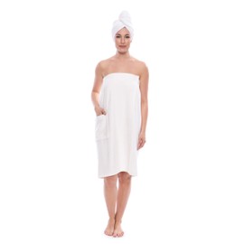 Women's Towel Wrap - Viscose from Bamboo Spa Wrap Set by Texere (2X / 3X, Natural White)