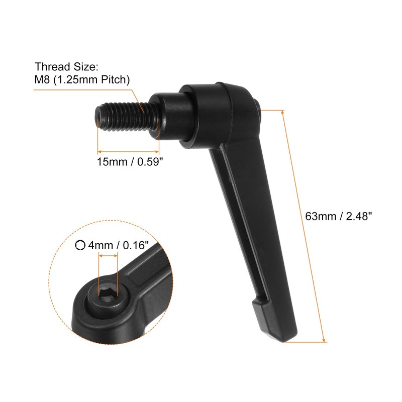 sourcing map 8pcs Adjustable Clamping Lever Handles M8 x 15mm