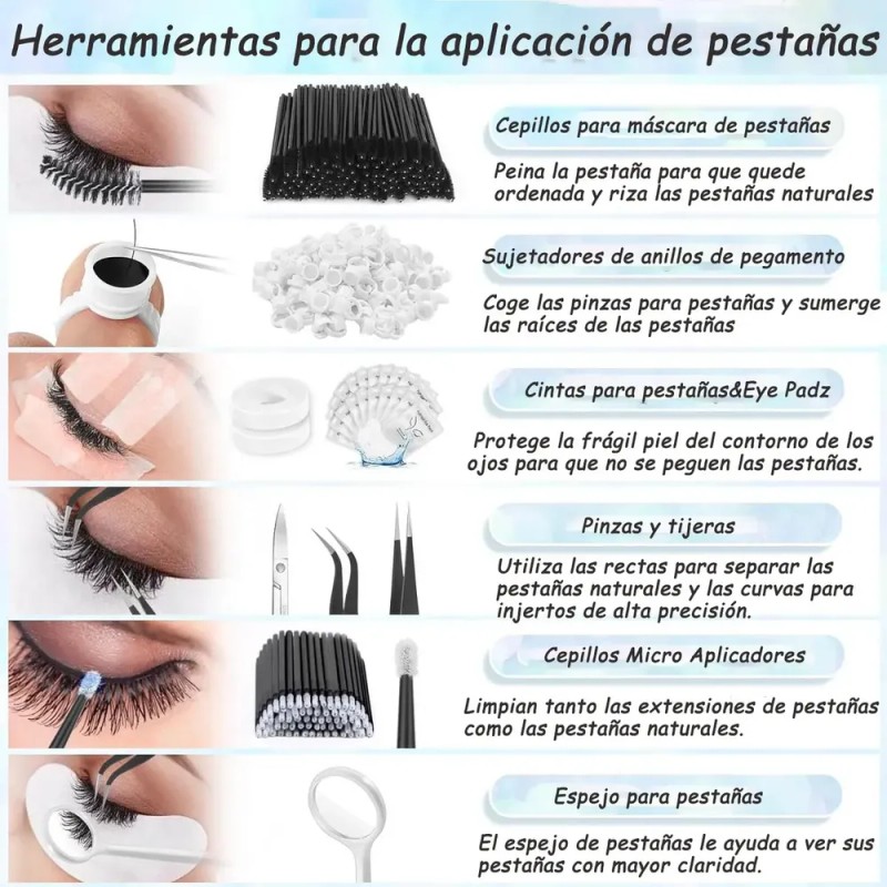 Kit Profesional de Extensiones de Pestañas con Curvatura D para