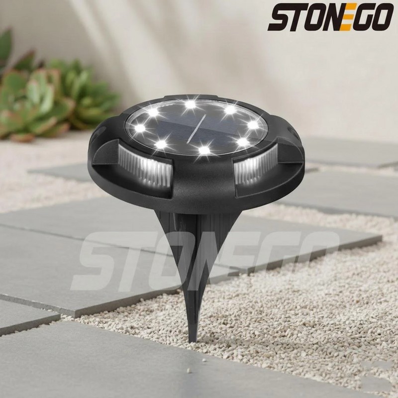 12-LED Solar Ground Lights for Outdoor Landscaping – IP65 Waterproof