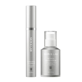 SKIN & LAB 2 Piece Set of 2 for Eyes and Haritsuya Skin - Vegan Retinol Serum, 1.0 fl oz (30 ml) + Vegan Bactol Eye Serum, 0.5 fl oz (15 ml), Serum, Includes Sample
