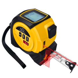 2025 New 3in1 Laser Tape Measure 328Ft Rechargeable Laser Measuring Tool&16Ft Measuring Tape, Laser Crosshairs,Biaxial Electronic Angle,Measuring Area,Volume,Pythagorean,Cosine,Ft/Ft+in/in/M (Yellow)