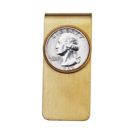 US 1962 Washington Quarter 90% Silver 25 Cent BU Uncirculated Coin Solid Brass Money Clip New - High Quality - Original Color without Any Plating