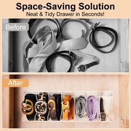 Maple Petals Belt Organizer Storage for Closet, Acrylic Belt Holder Box with 7 Compartments for Drawer, Clear Tie Display Case for Men Women, Home Organization