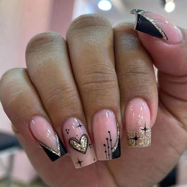 Square Press on Nails Medium Length - French Tip Press