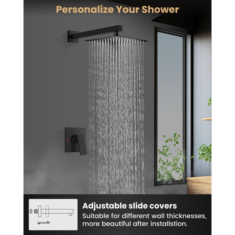 Airuida Shower Faucet Set with Female Thread Rough-in Valve, Rainfall