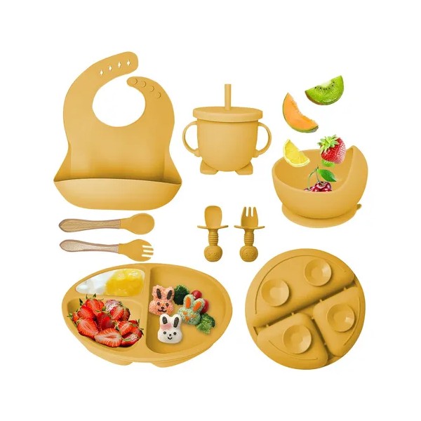 Juego De Alimentación De Silicona Antideslizante Para Bebés