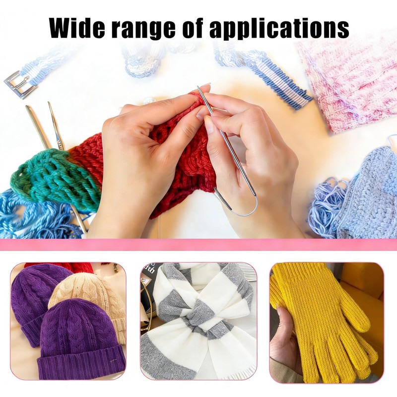 18 Pcs Stainless Steel Circular Knitting Needles Set, Crazy Trio