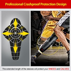Kuangmi Knee Pads Compression Leg Sleeve for Basketball, Volleyball, Weightlifting, Youth & Adult Sizes(Pair of Sleeves, Medium)