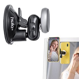 Hula+ Magnet Shower/Mirror Phone Holder/Mount/Stand. Reusable Non-Residue Mount for Bathroom/Kitchen/Shower. Compatible with All Phones, Great Gift for TikTok/YouTube/Make Up (Space Gray)