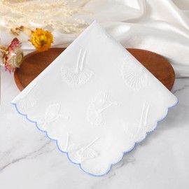 HOULIFE Embroidered Handkerchiefs for Women Cotton Vintage Flower Handkerchief Floral Embroidery Ladies Handkerchiefs for Wedding Party, Colour: 4-3 pieces, M