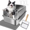 YAOFREELAND All Stainless Steel Litter Box with Lid, 24 "X16