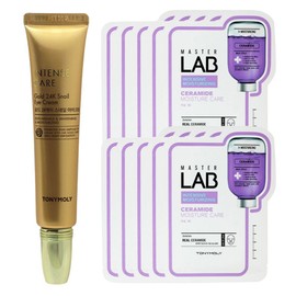 Tony Moly Intense Care Gold 24K Snail Eye Cream + Master Lab Ceramide Mask Sheet 10 sheets / 토니모리 인텐스 케어 골드 24K 스네일 아이크림+마스터랩 세라마이드 마스크시트 10매