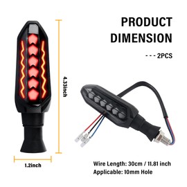 carleef 2PCS Motorcycle Turn Signals LED,Cool Flowing Motorcycle Blinkers Indicators,Universal 12V Motorcycle Lights Sequential Turn Signal for Motorcycle Scooter (Red-Amber)