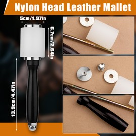 3PCS Leather Hammer, Leather Mallet Craft with Straight Head Hammers, Nylon Head Leather Mallet for Leather Work with Comfortable Handle for Leather Working Tools