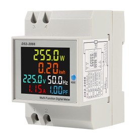 DIANN Multi-Function Meter AC 40-300V 100A Voltmeter Ammeter Single Phase Energy Meter Din Rail Electricity Usage Monitor D52-2066 (Built in)