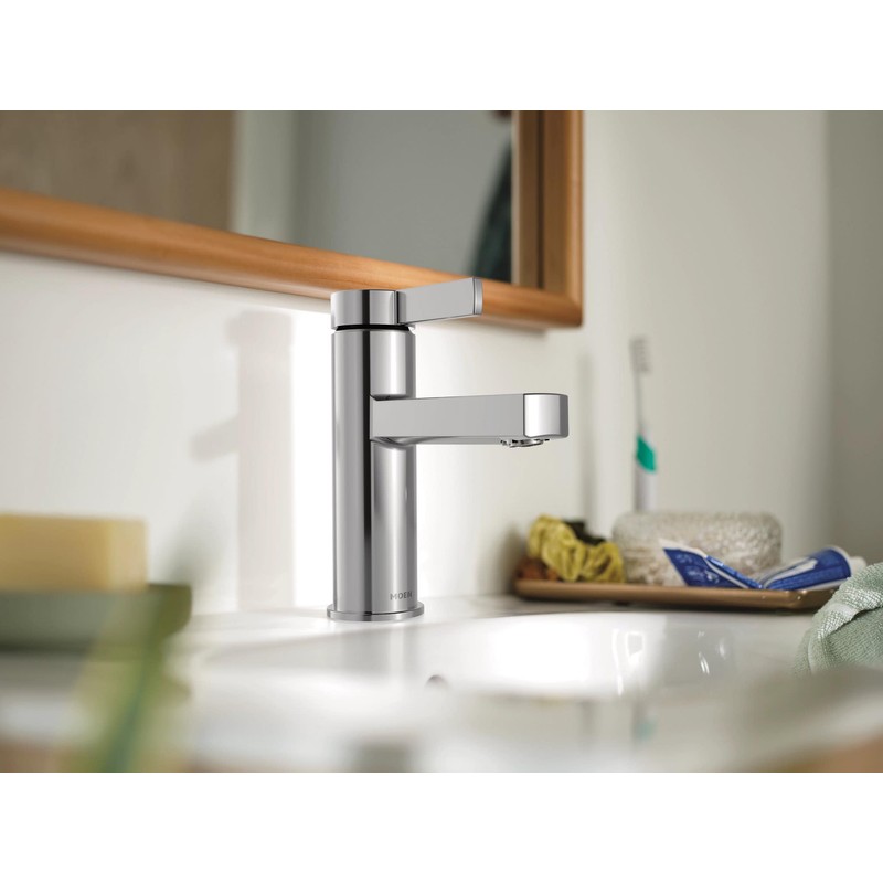 Moen Beric Chrome Modern One-Handle Single Hole Bathroom Faucet with
