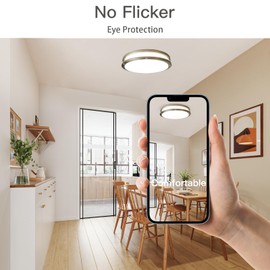 Elekeed 16Inch LED Flush Mount Ceiling Light Fixture 2 Pack, 48W 4800LM Ceiling Light Fixture Brushed Nickel, Dimmable Ceiling Light, 5000K Ceiling Lamp for Bedroom Kitchen, ETL Listed, No Flicker