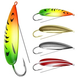 QualyQualy Weedless Spoon Fishing Lures for Saltwater, Minnow Fishing Spoon Hard Bait for Redfish Bass Tourt Northern Pike, 4PCS (Mixcolor-02-4pack, 3/5 oz)