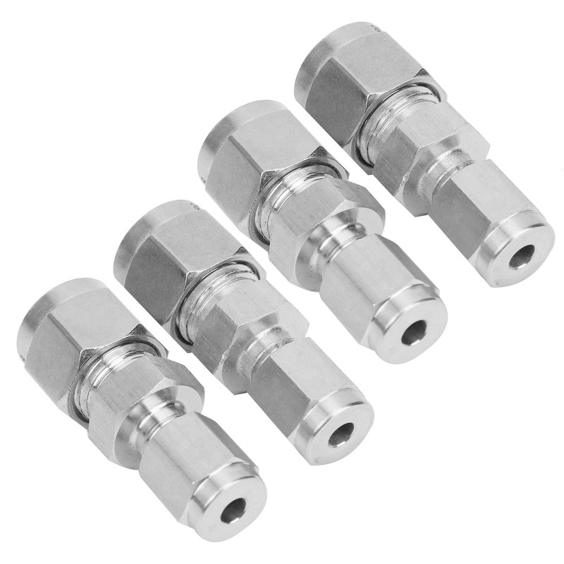 4Pcs Compression Tube Fitting Stainless Steel DoubleFerrule Converter Adapter(Ф4/Ф8 )