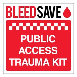 Bleedsave Public Access Trauma Kit - Square 200 x 200 mm - 2mm Rigid Plastic Safety Sign