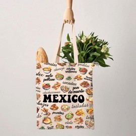 G2TUP Mexico Lover Gift Mexico Food Tote Bag Moving to Mexico Handbag Mexico Vacation Trip Traditional Mexican Dishes Gift (Mexico Food HB)