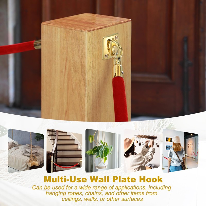 sourcing map Rope Stanchion Wall Plate Hook, 2 Pack Large