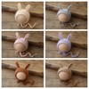 Newborn Faux Mink Rabbit Ear Winter Knit Hat Photography Prop Ginger Hat 3ea