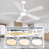 FUMLTP 52 inch Modern White Ceiling Fans with Lights APP/Remote