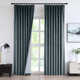 Vision Home Blue Velvet Pinch Pleated Blackout Curtains 95% Room Darkening Pinch Pleat Velvet Drapes 84 inch for Living Room Bedroom Thermal Insulated Window Panels with Hooks 40" Wx84 Lx2,Storm Blue