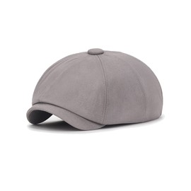 Nanwansu Men's and Women's Cotton Painters Octagonal Newsboy Hats Tweed Cap Herringbone Cabbie Flat Cap Grey