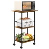 Microwave Cart with Storage, 3-Tier Rolling Kitchen Stand with Wire