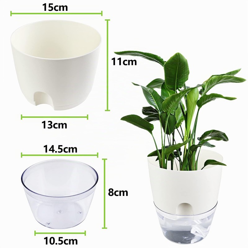 Relota Pack of 3 Flower Pot, White, 15.3 cm Width,