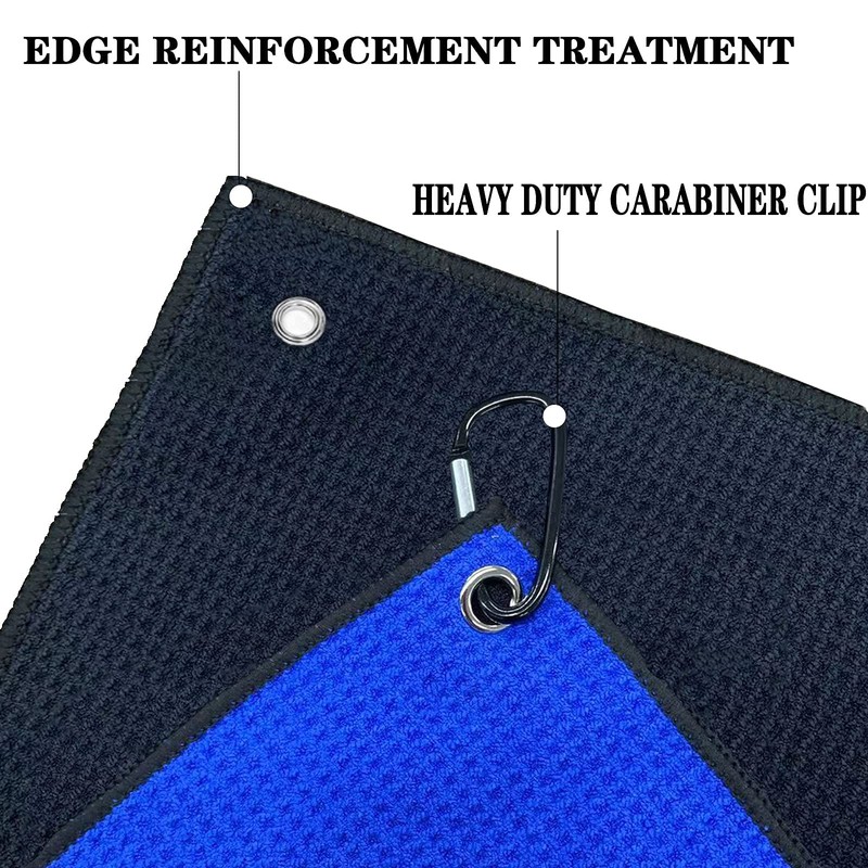 FINGER TEN 3 Pack Golf Towels Microfiber Waffle Pattern Tri-Fold