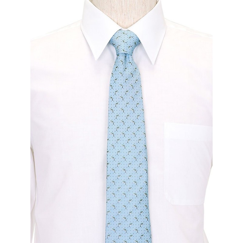 [COLORATA] Carolata Dolphin Pattern Necktie (100% Silk / Jacquard Woven),