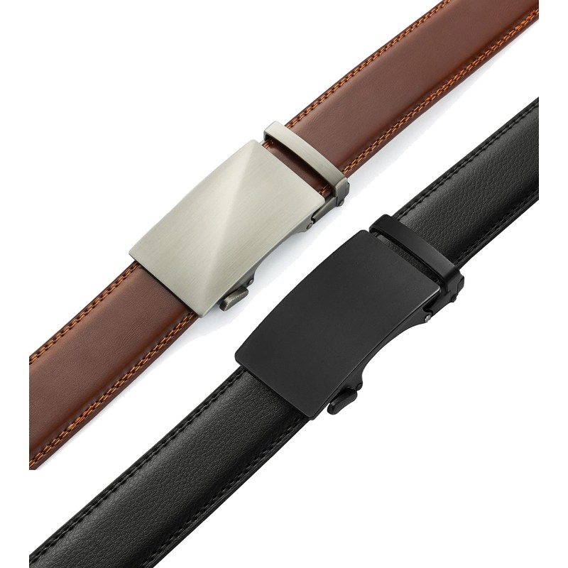 Ratchet Belts for Men 2 Pack - 1 3/8" Leather