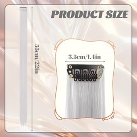 ARWIG 10 Pcs Clip In Hair Extension, 22 In Hair Extensions Human Hair Extensions Long Straight Hair Extensions clip in Hair Accessories for Girls (Gray)